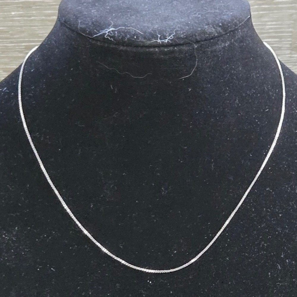 925 Sterling Silver Italy Box Chain Necklace 18" Dainty Venetian Link 0.9mm